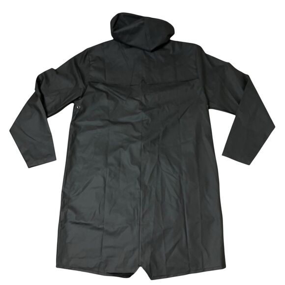 Rains Jacket Mens S/M Black Waterproof Long Jacket Hooded Lightweight Outerwear - Picture 13 of 14